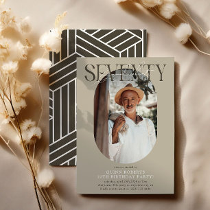 Invitation Ovale moderne photo et signature 70e anniversaire