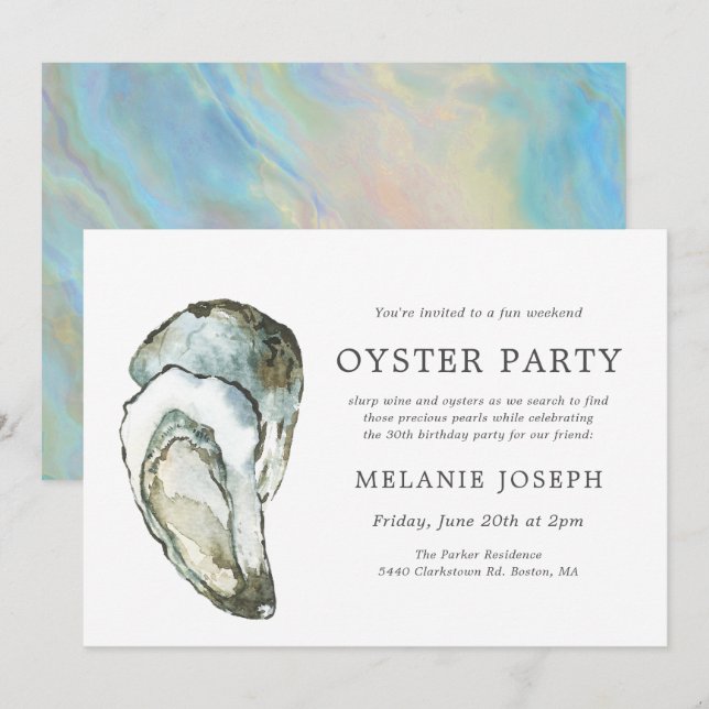 Invitation Oyster Pearl| Deux huîtres (Devant / Derrière)