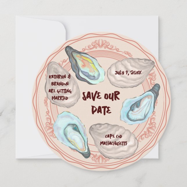 Invitation Oyster Roast Plate Wedding Save the Date (Devant)