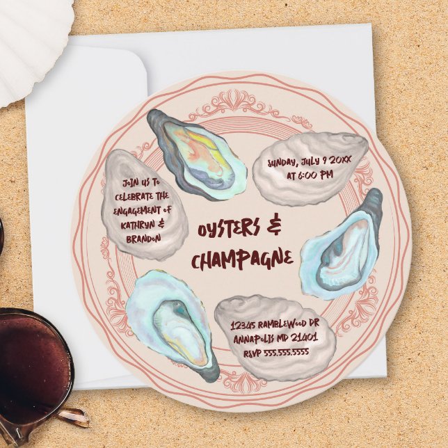 Invitation Oysters and Champagne Wedding Engagement Party (Créateur téléchargé)