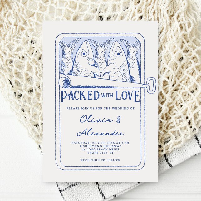 Invitation Packed with Love Hand Drawn Sardines Wedding (Créateur téléchargé)