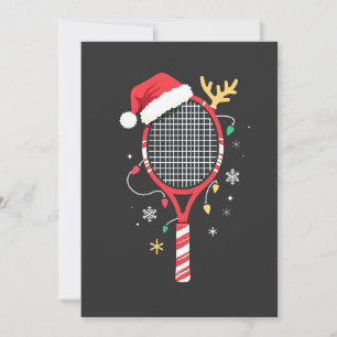 Invitation Paddle de tennis avec chapeau de Santa et lumières