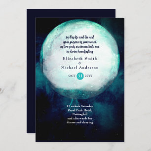 Invitation Pagan Wiccan Turquoise Lune Gothique Handfasting I