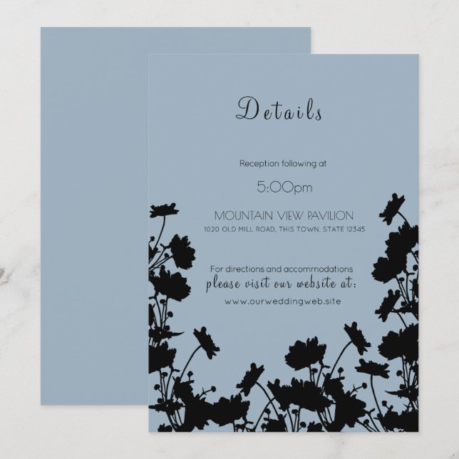 Invitation Page Détails de l'encre fleur sauvage Cornflower B (Devant / Derrière)