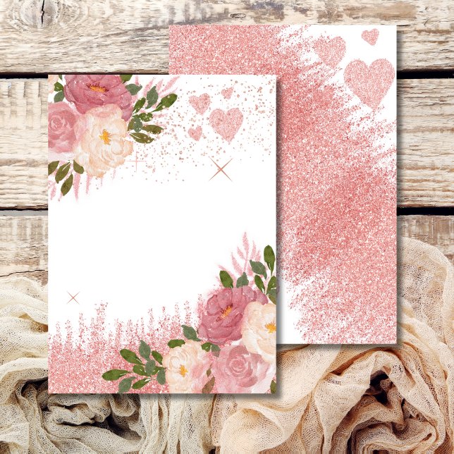 Invitation Pailletage Et Glamour Rose Or Rose Paillettes Blan (Créateur téléchargé)