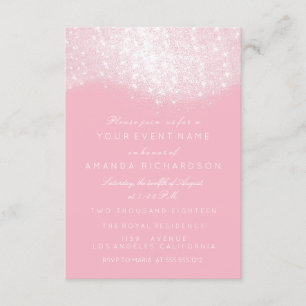 Invitation Pailleté Argent Gris Blanc Rose Pâte Blanc Élégant