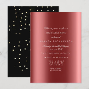 Invitation Pailleté Métallisé Or Noir Sépia Confetti Bourgogn