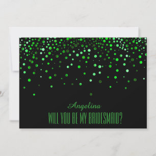 Invitation Pailleté vert noir Veux-tu être ma demoiselle d'ho