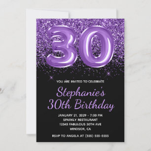 Invitation Pailleté Violet Royal Pailleté Noir Numéro 30