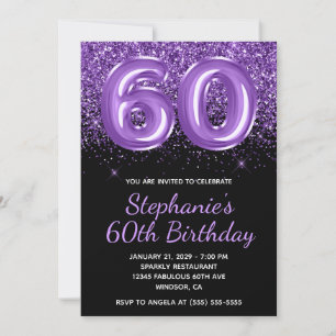 Invitation Pailleté Violet Royal Pailleté Noir Numéro 60
