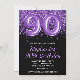 Invitation Pailleté Violet Royal Paillettes Noir Numéro 90
