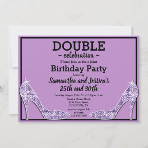 Invitation Pailletés scintillants Lilas Stilettos Double Anni