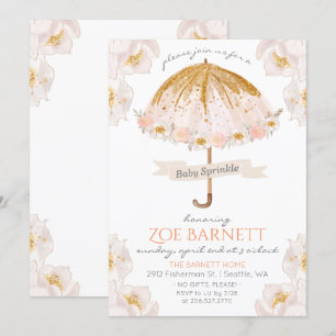 Invitation paillette parapluie floral pour Baby Sp