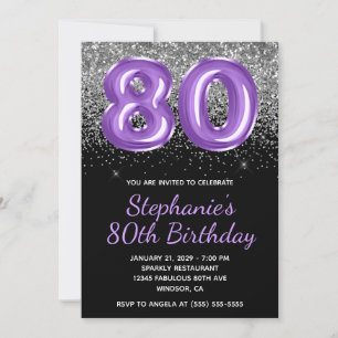 Invitation Paillettes Argent Violet Royal Noir Numéro 80