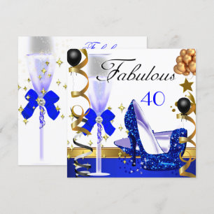 Invitation Paillettes Bleu Or 40 Fabulux 40e Anniversaire