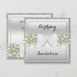 Invitation Paillettes d'argent et pierres précieuses florales
