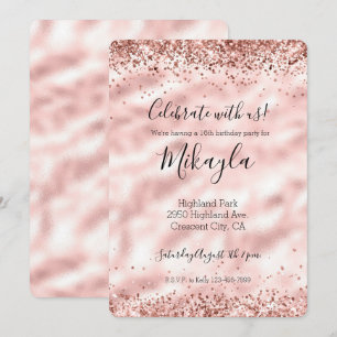 Invitation Paillettes de confettis roses glamour féminins