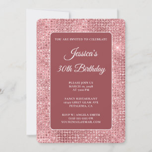 Invitation Paillettes de disco rose pour 30e anniversaire