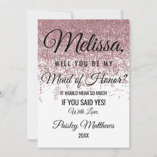 Invitation Paillettes de rose gold scintillent Blanc Demoisel