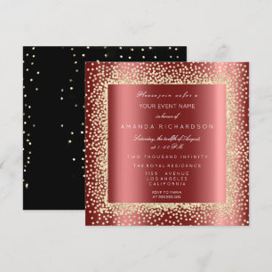 Invitation Paillettes d'or de Champagne, confettis noir Bourg