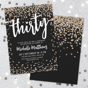 Invitation Paillettes d'Or Noir 30e Anniversaire