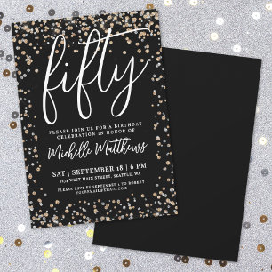 Invitation Paillettes d'Or Noir 50e Anniversaire