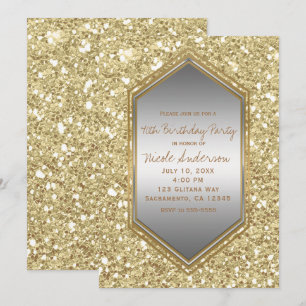 Invitation Paillettes Dorées Argent Glamour Fête d'Anniversai