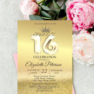 Invitation Paillettes dorées Bokeh Ombré,Diadème,Fête Sweet 1