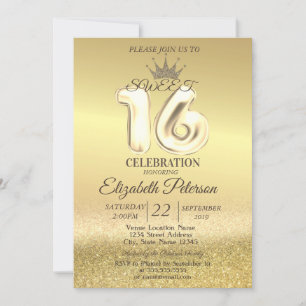 Invitation Paillettes dorées Bokeh Ombré,Diadème,Fête Sweet 1