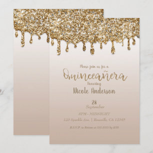 Invitation Paillettes dorées éclaboussures de glamour Quincea