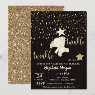 Invitation Paillettes dorées Twinkle Little Star, Baby Shower