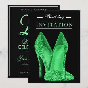 Invitation Paillettes et Féerie Vert Clair 25e Anniversaire