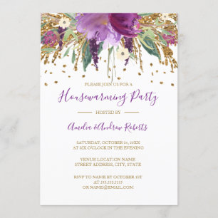 Invitation Paillettes Florales Étincelantes Pendaison de Crém