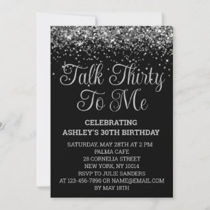 Invitation Paillettes Noir et Argent 30e Anniversaire Talk Th