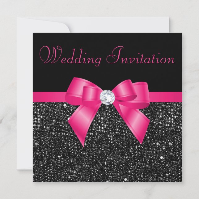 Invitation Paillettes noires de Faux et mariage d'arc de (Devant)