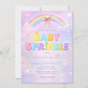 Invitation Paillettes pastel arc-en-ciel bébé sprinkle 