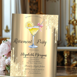 Invitation Paillettes qui coulent, Cocktail, Retraite en or