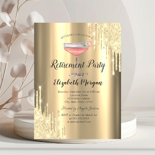 Invitation Paillettes qui coulent, Cocktail, Retraite en or  