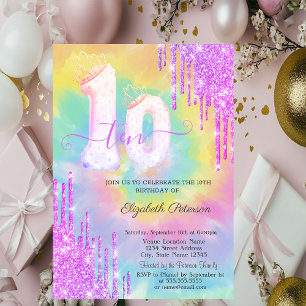 Invitation Paillettes qui dégoulinent Anniversaire 10 ans Tie