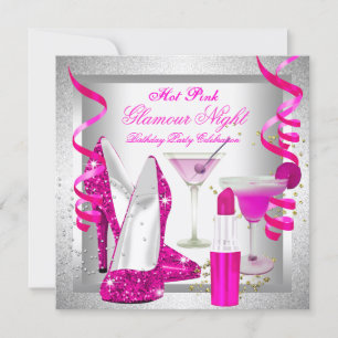 Invitation Paillettes Rose Chaud Glamour Soirée Martini Fête