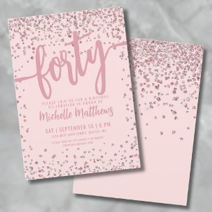 Invitation Paillettes Rose Gold pour 40e Anniversaire