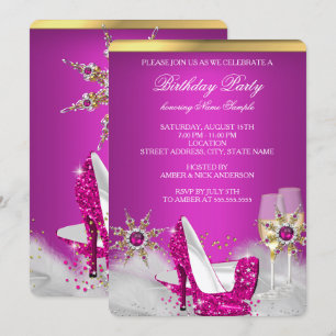 Invitation Paillettes Rose Talon Haut Argent Or Champagne 2