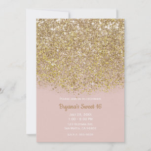 Invitation Paillettes roses et or, moderne, tendance, glamour