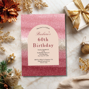 Invitation Paillettes roses glamour scintillant 60e anniversa