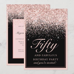 Invitation Paillettes roses scintillantes Cinquante ans et fa