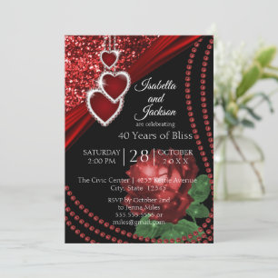 Invitation Paillettes Rouge Rubis et Rose