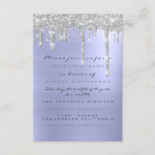 Invitation Paillettes scintillantes gouttes argent bleu maria