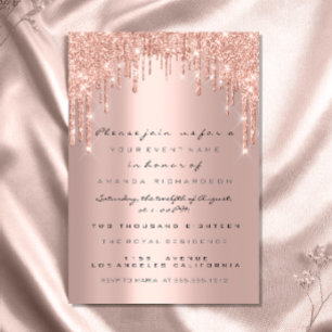Invitation Paillettes scintillantes gouttes Rose Lux Mariage 