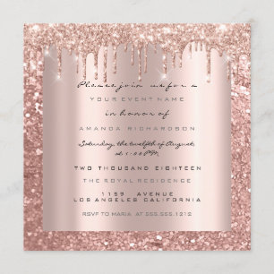 Invitation Paillettes scintillantes gouttes Rose Paillettes M