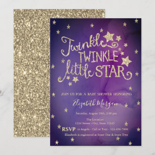 Invitation Paillettes Scintillantes Petite Étoile Violette Ba